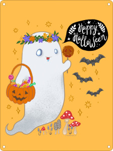 Halloween Ghost Tin Sign Halloween Ghost Tin Sign