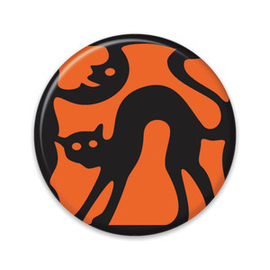 Vintage Halloween Beistle Cat Silhouette Badge Vintage Halloween Beistle Cat Silhouette Badge