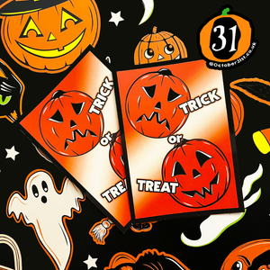Trick or Treat Pumpkins Halloween Postcard Trick or Treat Pumpkins Halloween Postcard