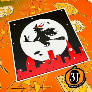 Flying Witch Vintage Halloween Print Flying Witch Vintage Halloween Print