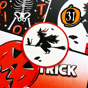 Vintage Halloween Flying Witch Vinyl Sticker Vintage Halloween Flying Witch Vinyl Sticker