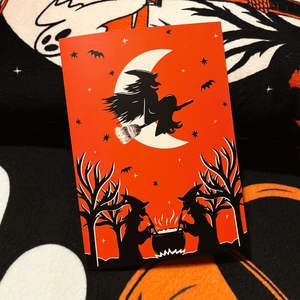 Flying Witch Halloween Greeting Card Flying Witch Halloween Greeting Card