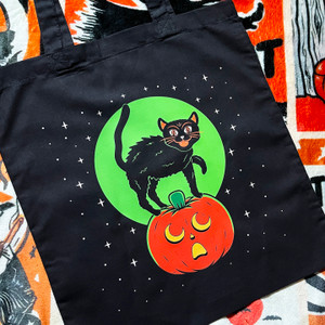 Moonlight Cat and Pumpkin Tote Bag Moonlight Cat and Pumpkin Tote Bag