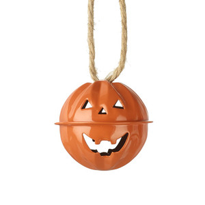 Metal Hanging Orange Pumpkin Bell Decoration