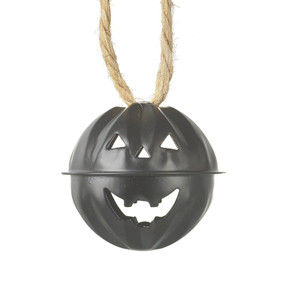 Metal Hanging Black Pumpkin Bell Decoration