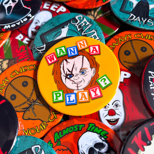 Wanna Play? Chucky Large Badge Wanna Play? Chucky Large Badge