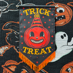 Vintage Halloween Trick or Treat Pumpkin Wall Pennant Vintage Halloween Trick or Treat Pumpkin Wall Pennant