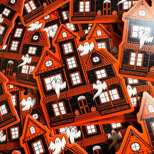 Vintage Style Haunted House Large Sticker