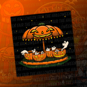 The Halloween Fair Spinning Pumpkins Square Print