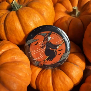 Flying Witch Vintage Halloween Badge