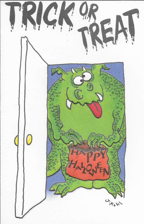 Trick or Treat Monster Halloween Greeting Card