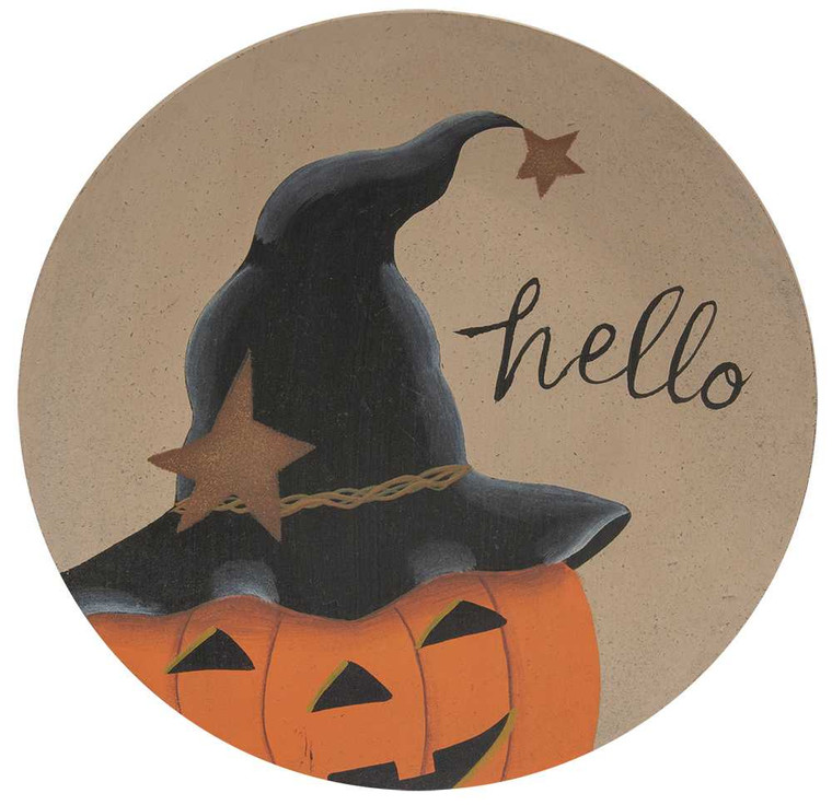 Hello Jack-O'Lantern Wooden Decorative Plates