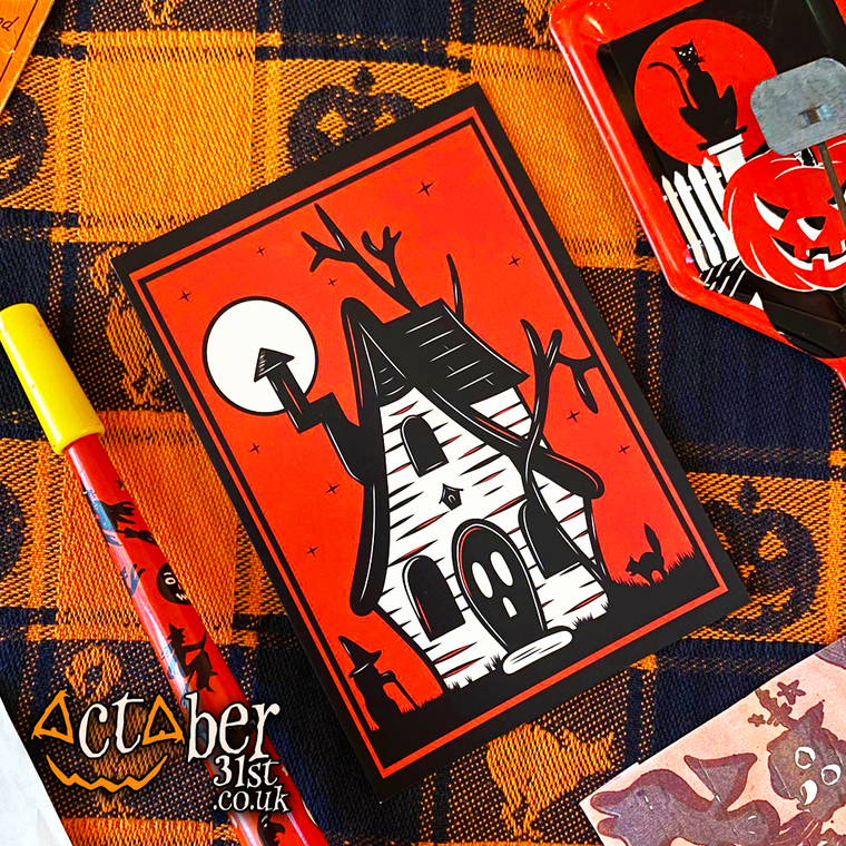 Witch House Halloween Postcard