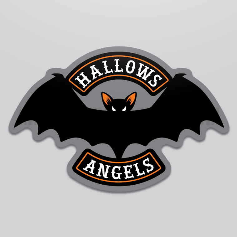 Hallows Angels Vampire Bat Motorcycle Club Halloween Sticker