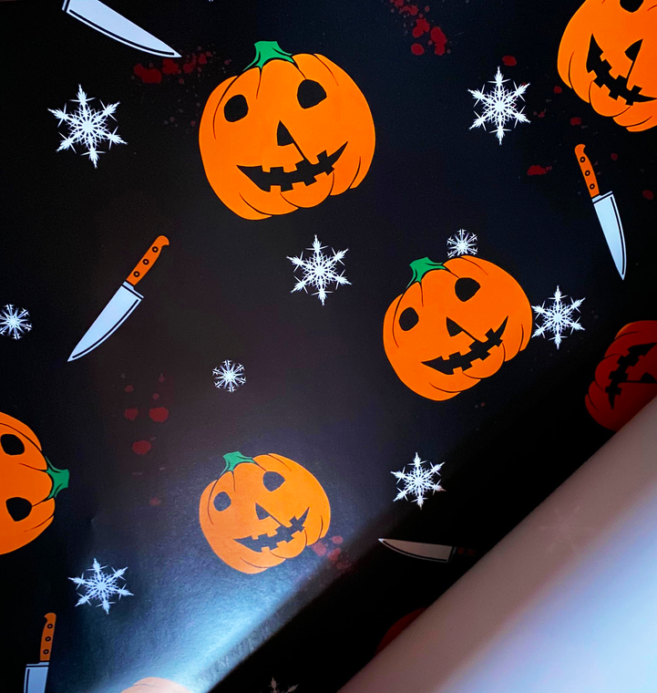 Halloween Pumpkin and Knife Gift Wrap