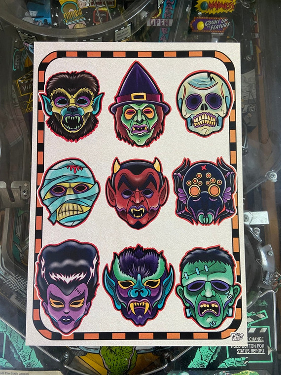 Vintage Halloween Masks A3 Print From Allan Graves