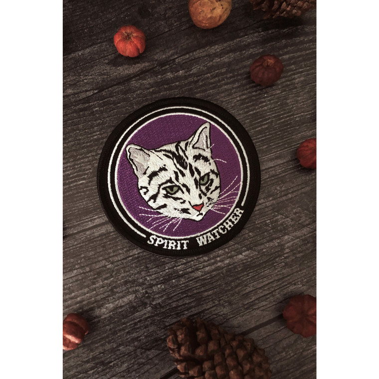Spirit Watcher Tabby Cat Embroidered Patch