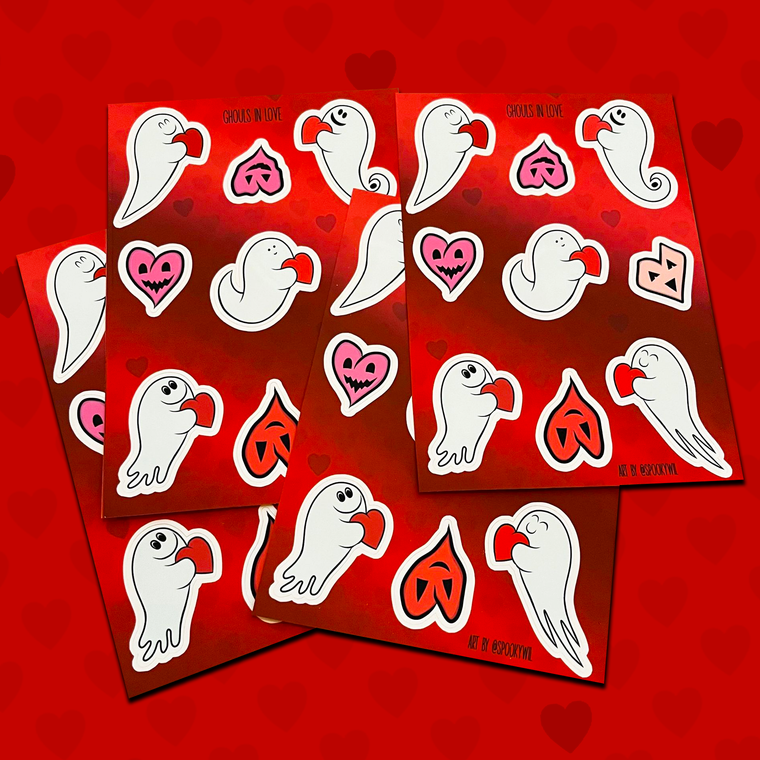 Loved Up Ghosts Valentine Sticker Sheet