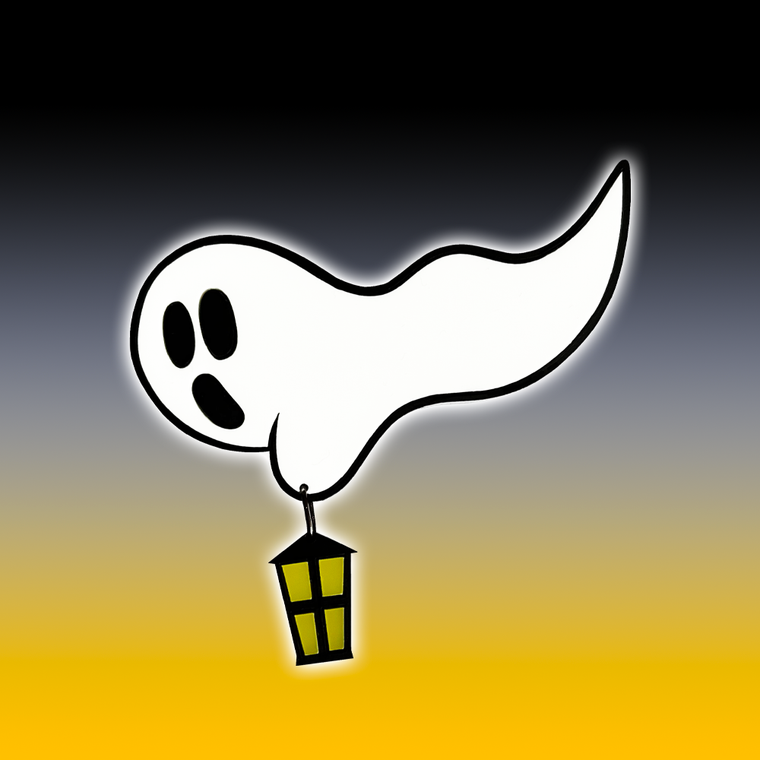 Ghost With Lantern Acrylic Brooch