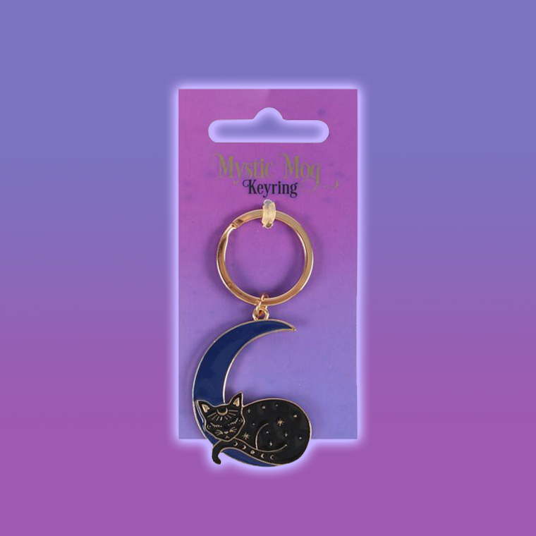 Mystic Mog Sleeping Moon Cat Keychain