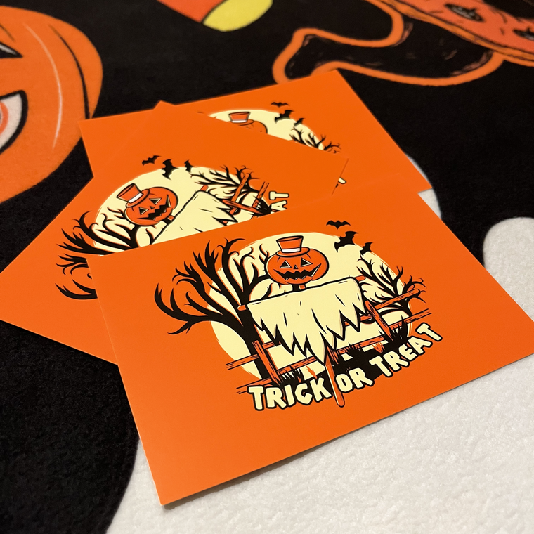 Trick or Treat Scarecrow Halloween Postcard
