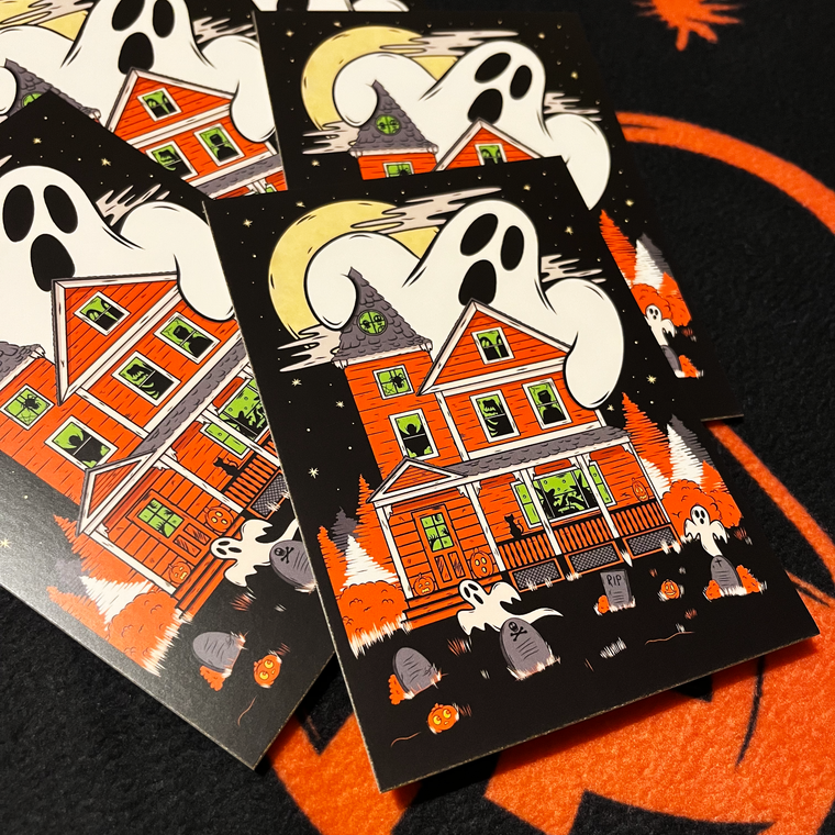 Haunted House Party Halloween Postcard