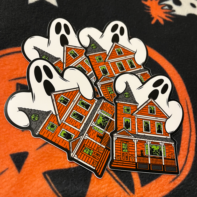Haunted House Party Vinyl Sticker
