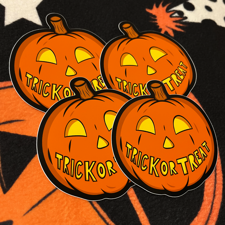 Trick or Treat Pumpkin Vinyl Sticker