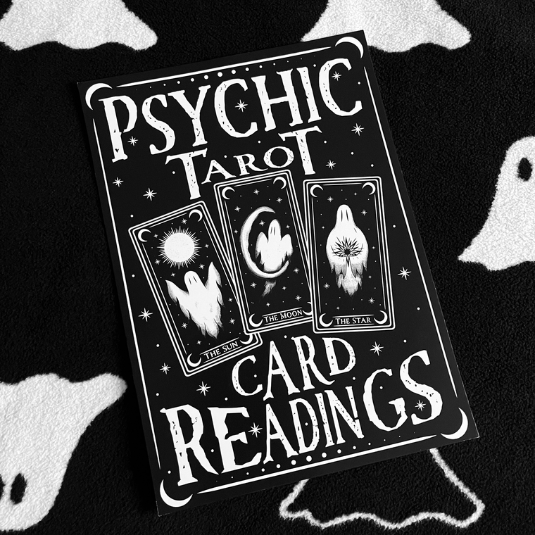 Psychic Tarot Card Readings Ghost A4 Print
