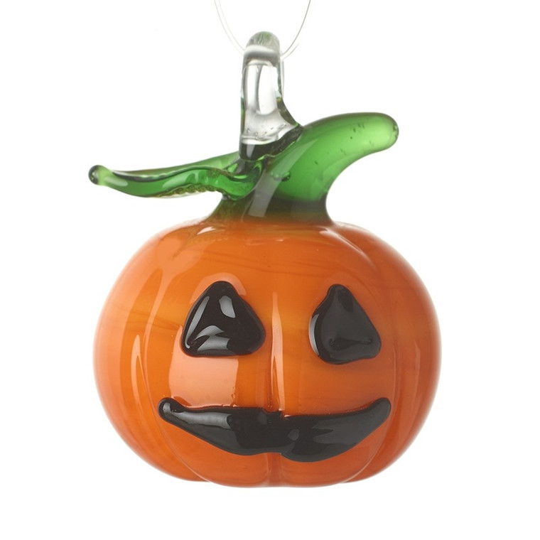 Glass Pumpkin With Face Hanging Decoration