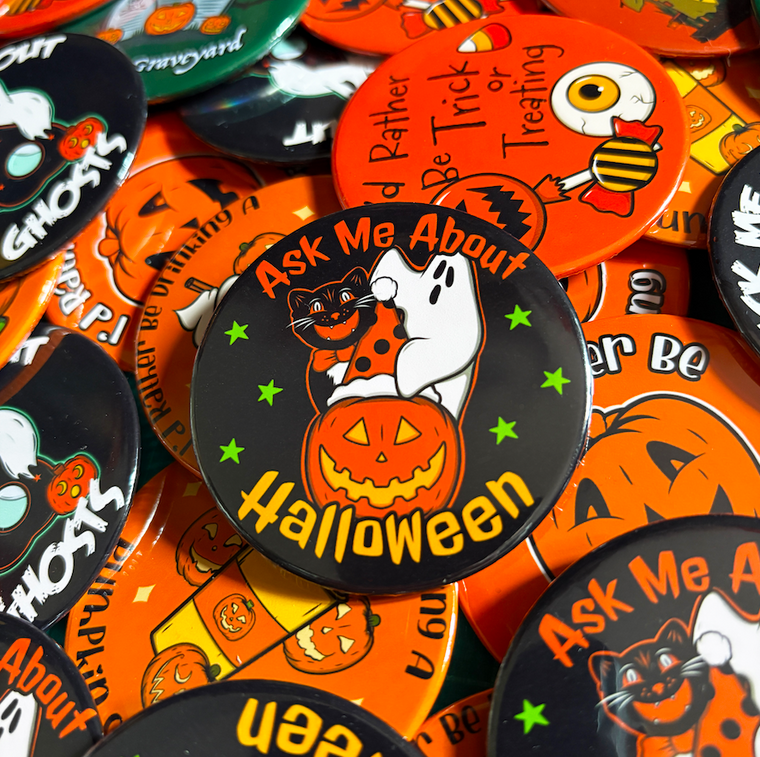 Ask Me About Halloween Large Badge