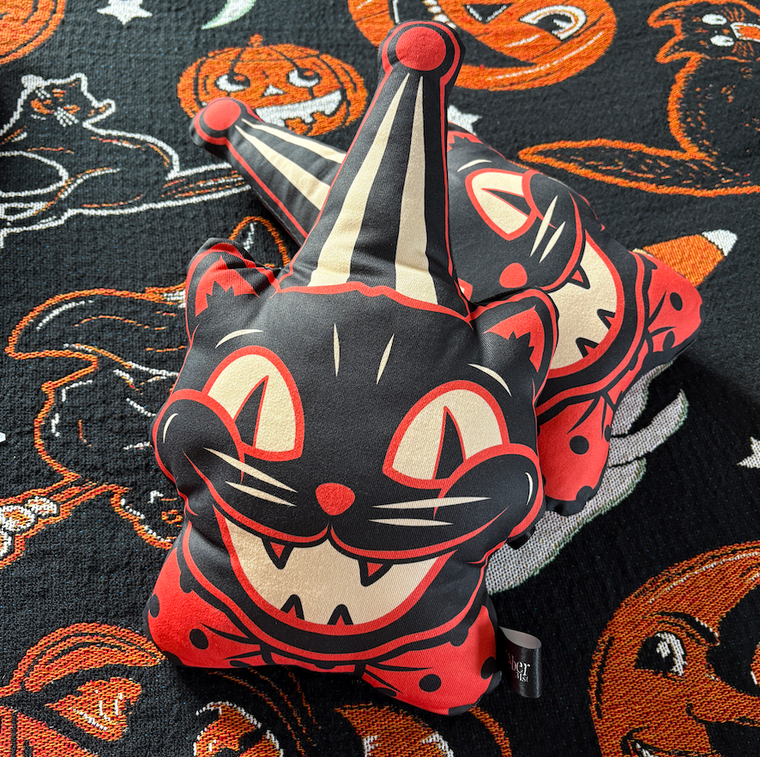 Vintage Halloween Cat Cushion