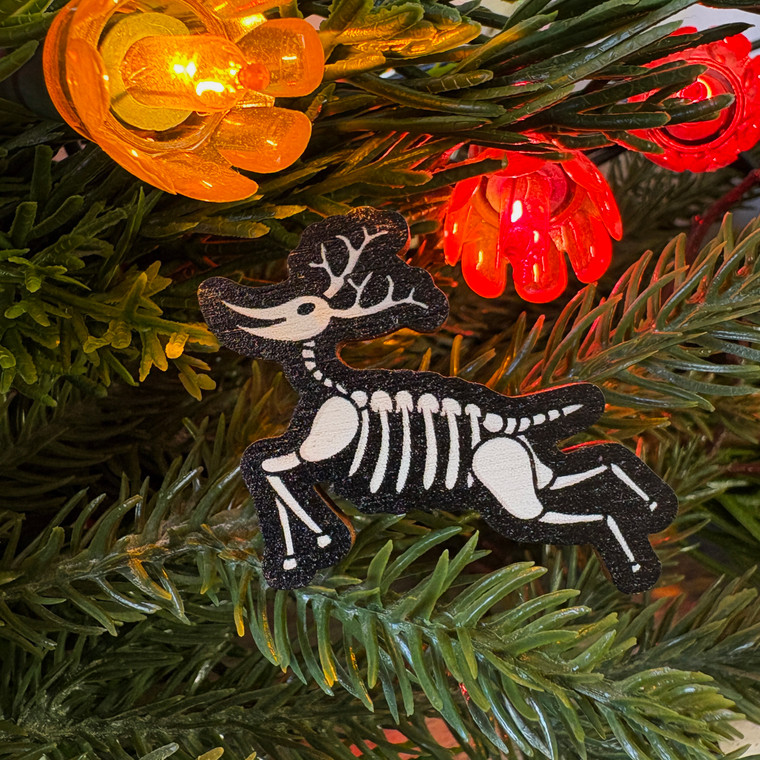 Creepmas Skeleton Reindeer Wooden Pin