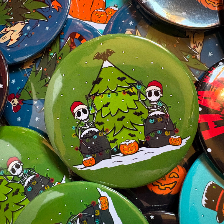Festive Skeletons Large Badge