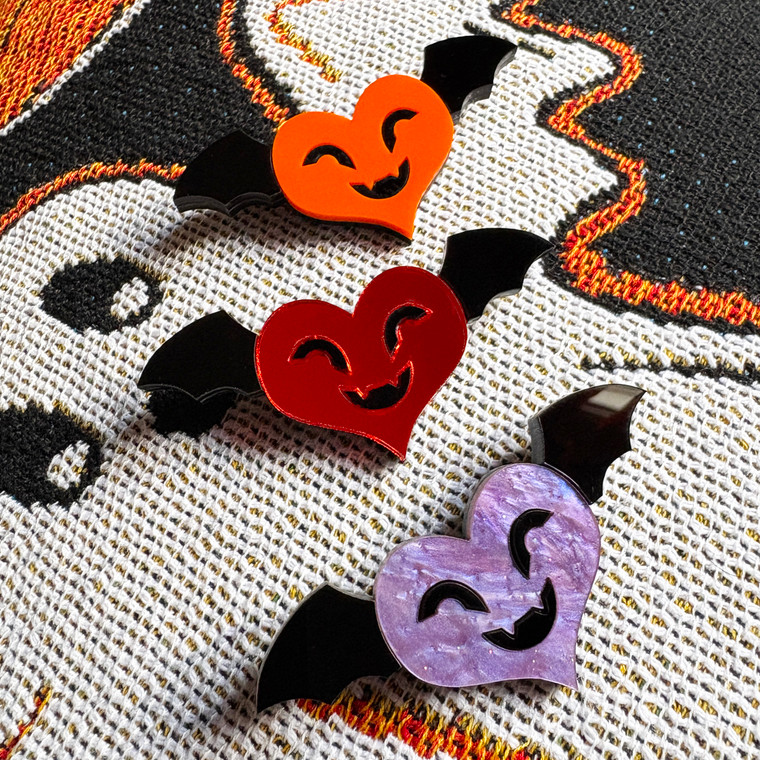 Heart Bat Valentine's Brooch