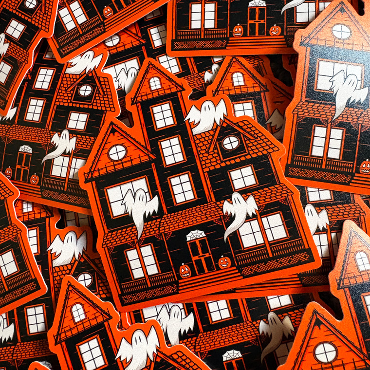 Vintage Style Haunted House Large Sticker