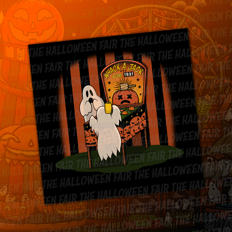 The Halloween Fair Whack A Jack Square Print