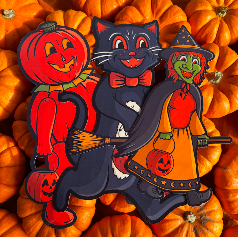 Halloween Cat, Witch and Pumpkin Diecut Set