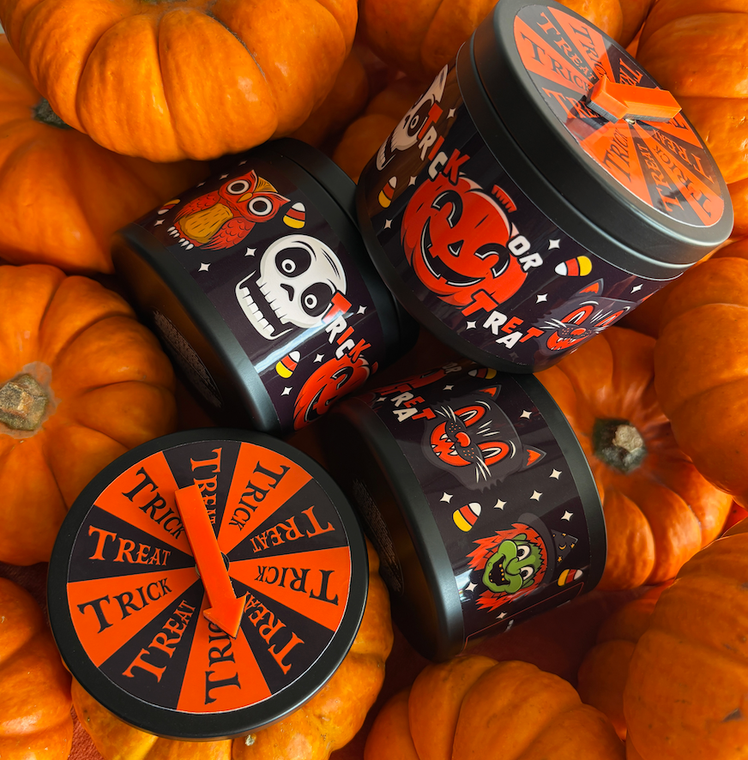 Halloween Trick or Treat Apple and Cinnamon Scented Spinner Candle