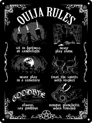 Ouija Board Rules Large Tin Sign - October31st