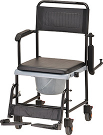 DROP ARM COMMODE TRANSPORT CHAIR WITH WHEELS