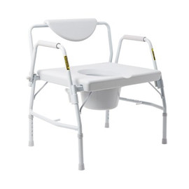 Bariatric Commode Chair Drop Arm Steel Frame Padded Back 23-1/4 Inch Seat Width