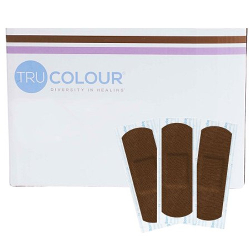 Adhesive Strip Tru-Colour® 1 X 3 Inch Fabric Rectangle Dark Brown Sterile