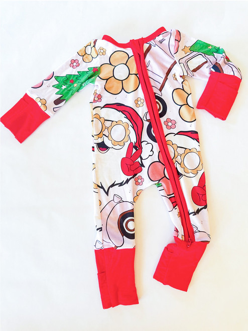 Bamboo Zip-jammies  - Groovy Santa