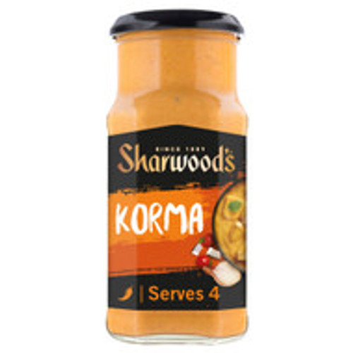 Sharwood's Korma Sauce 400g 
A classic mild creamy sauce with tomatoes and coconut Sharwood's Korma Sauce 400g 
A classic mild creamy sauce with tomatoes and coconut