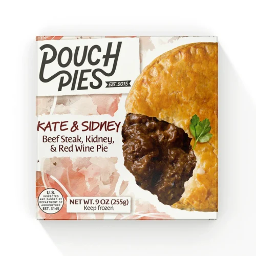 Pouch Pies - Steak & Kidney Pie 9oz x8
Savoury black angus steak and veal kidney in a rich thyme beef gravy.