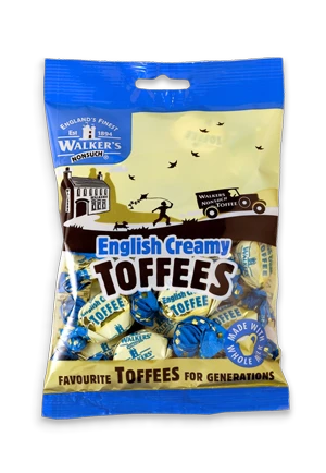 Walkers Nonsuch - English Creamy Toffees Bag - 150g x12
Delicious twist wrapped English Creamy Toffees
Suitable for Vegetarians
Allergens: Milk, Soya
