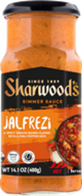 Sharwoods Jalfrezi Sauce 400g 
A tomato based classic. It's the hottest of the cooking sauces. Sharwoods Jalfrezi Sauce 400g 
A tomato based classic. It's the hottest of the cooking sauces.