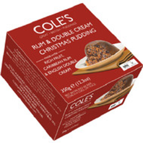 Coles Rum & Double Cream Christmas Pudding 350g 
ALLERGENS: Wheat
