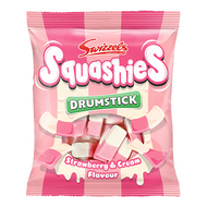 Swizzels Squashies Strawberry & Cream 140g 
Try the "Squashies" side of life! Your favourite Swizzels flavours made uniquely soft, foamy, and...Squashy!
